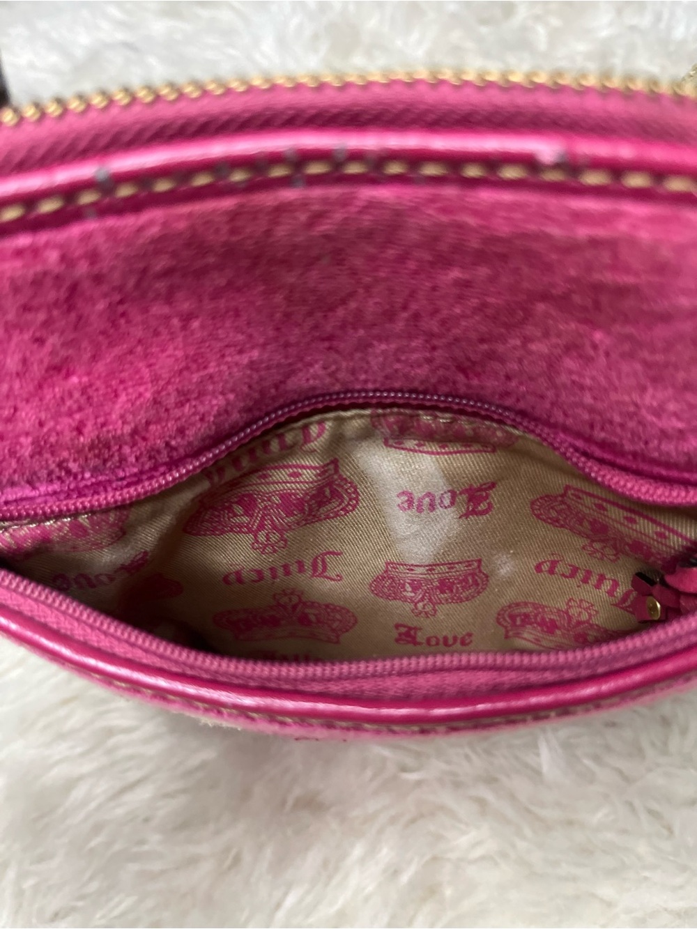 Vintage Juicy Couture Hot Pink and Gold Small Zip Pouch - Picture 6 of 8